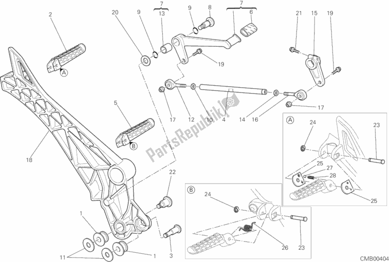 All parts for the Footrests, Left of the Ducati Monster 796 ABS USA Anniversary 2013